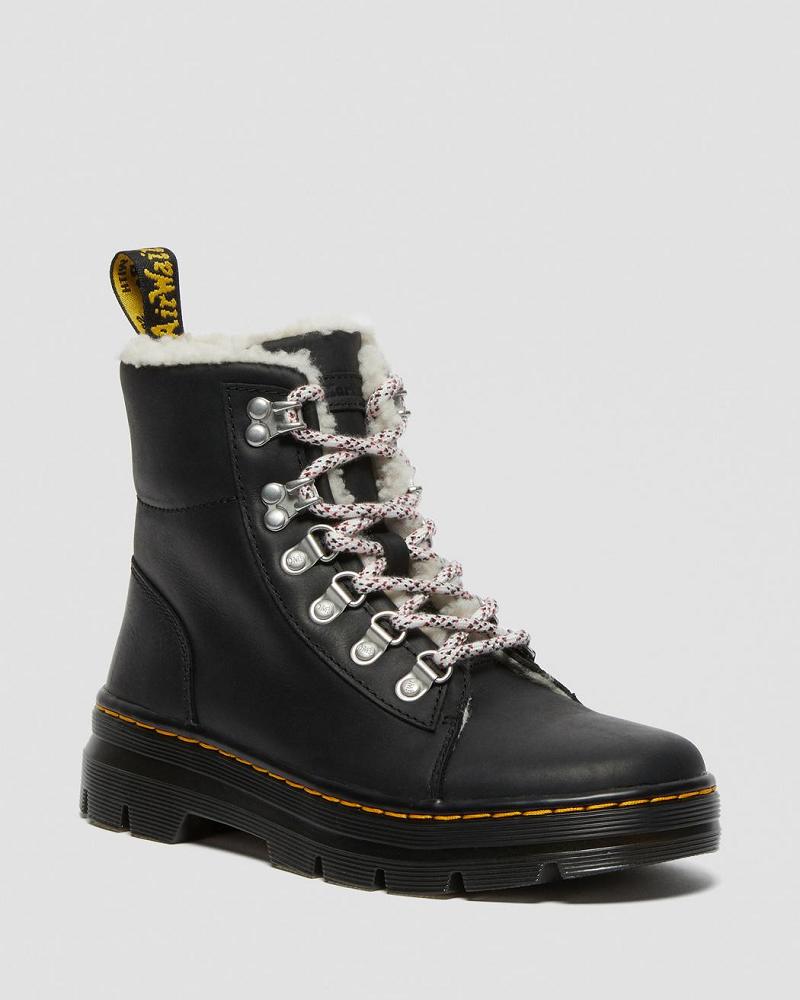 Botas Casuales Dr Martens Combs Faux Shearling Forro Mujer Negros | MX 688QMA